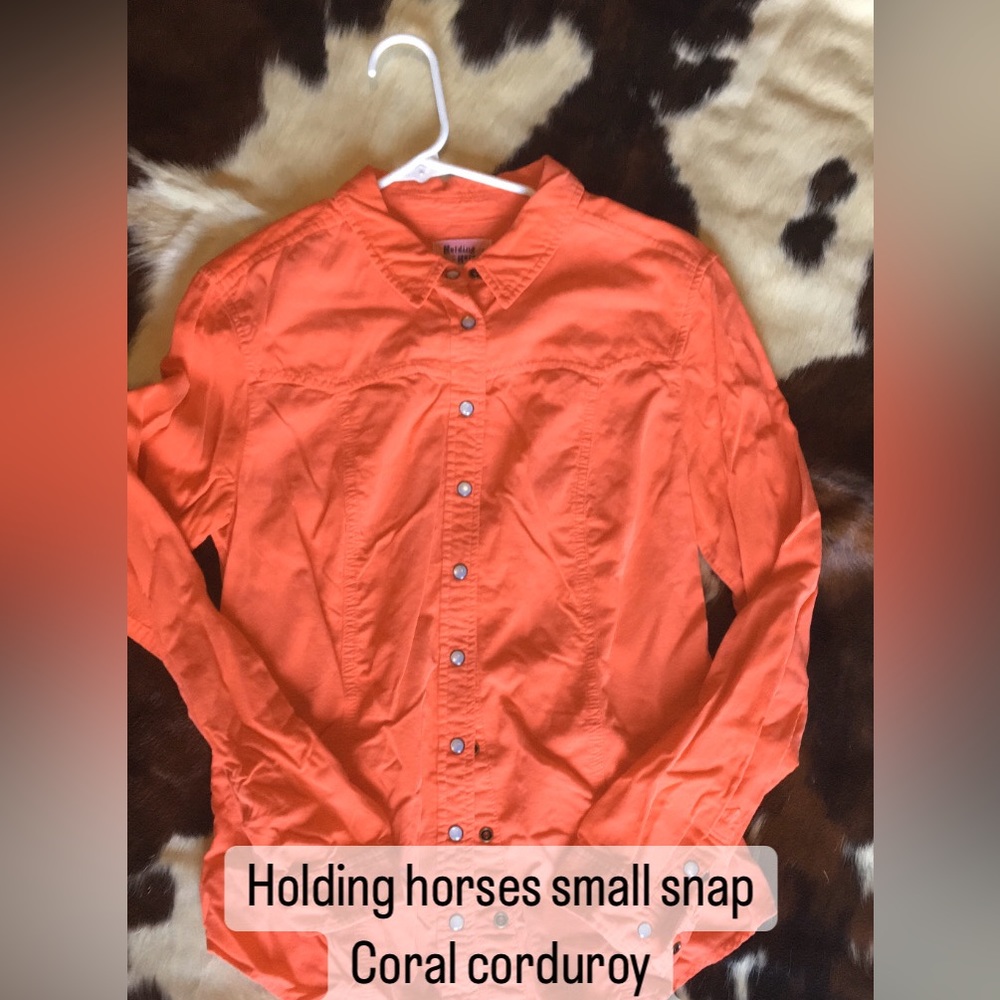 Pinkish Coral corduroy snap shirt